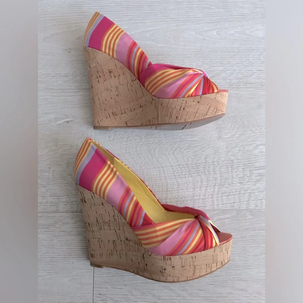Nine West Chillpill Peep Toe Platform Wedge Sandals - Picture 4 of 8